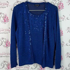 Notations sweater dual embroidery sequins sparkly Royal Blue Sequin Cardigan